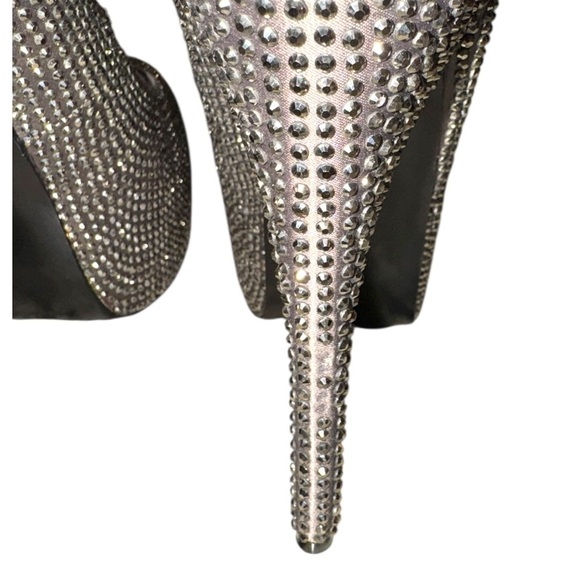 Bordello Rhinestone Platform Stilettos – Silver Sparkle – Size 6.5–7 - Picture 5 of 9